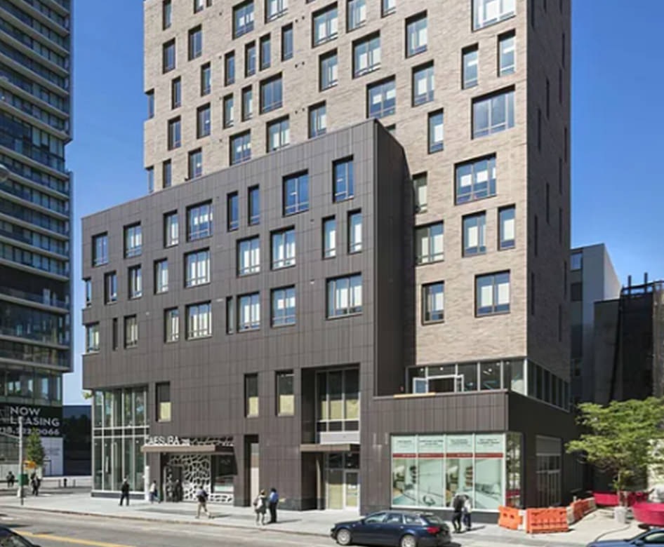 the front of a building at street level