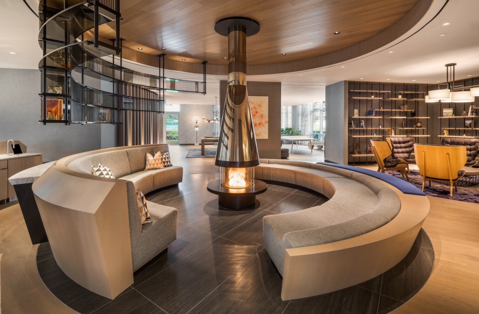 lounge room on wood-style flooring with ample seating