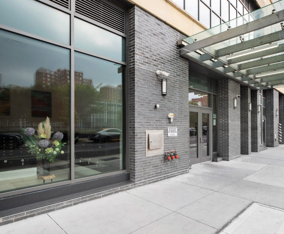 the front of a building at street level